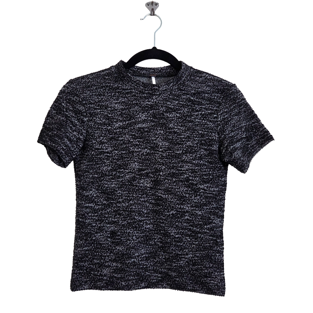 Free People Charcoal Textured Crop Top